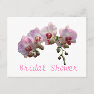 Bruiloftsdouche, roze orchidee bloemen uitnodiging briefkaart