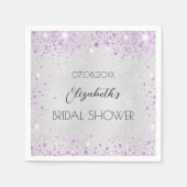 Bruiloftsdouche zilver lavendel glinstering servet (Voorkant)