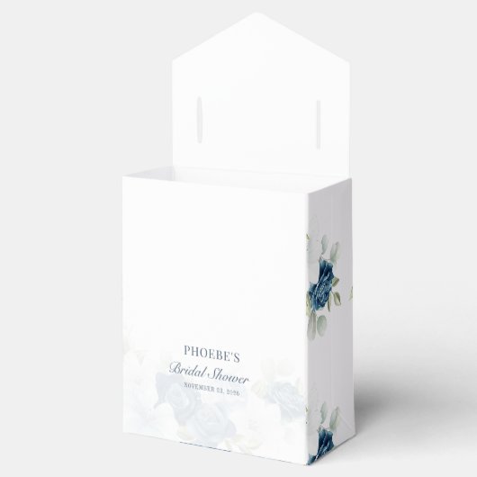 Bruiloftsdust Blue Bloem Rustiek Bedankdoosjes (Geopend)