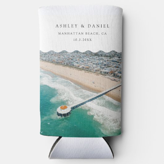 Bruiloftsfavoriet Manhattan Beach Seltzer Blikjeskoeler (Voorkant)