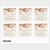 Bruiloftsfavorieten met ivoorkleurige herfstbloeme vierkante sticker (Vel)