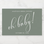 Bruiloftsfavorieten Minimalistische Saliegroen Sparkling Wijnetiket (Enkel label)