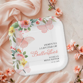 Bruiloftsfeest "A Lifetime of Butterflies" bloemst Papieren Bordje
