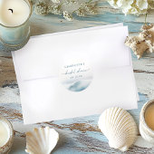 Bruiloftsfeest aan het strand en de oceaan ronde sticker