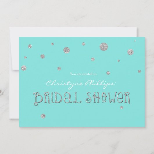 BRUILOFTSFEEST Aqua & Zilver Glitter Moderne Kaart (Voorkant)
