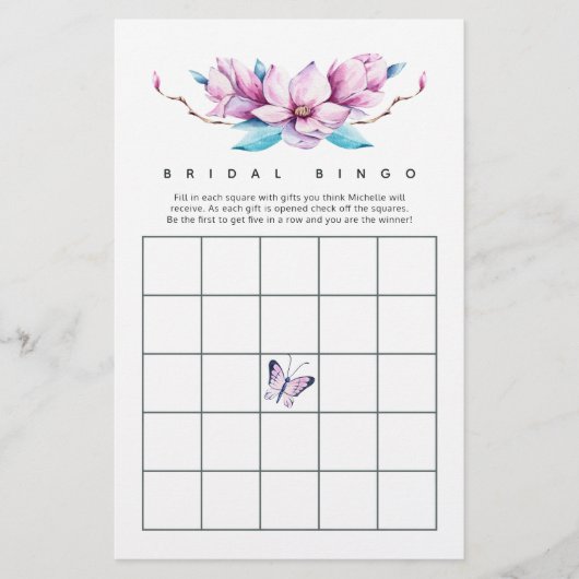 Bruiloftsfeest Bingo met Magnolia Bloemen (Voorkant)