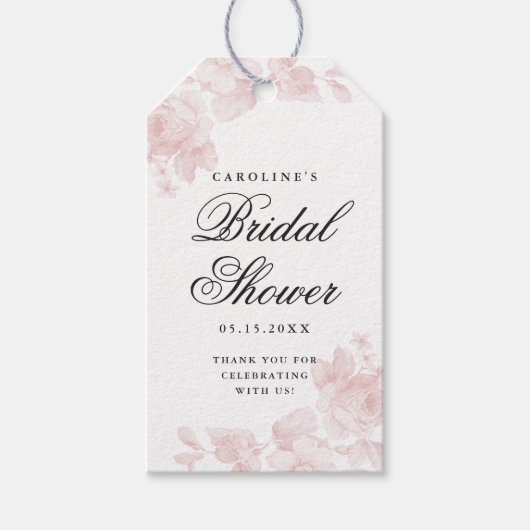 Bruiloftsfeest Bloemen Roze Dankjewel Cadeaulabel (Voorkant)