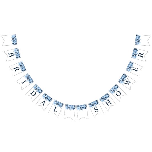 Bruiloftsfeest Bloemenscript Navyblauw Aquarel Vlaggetjes (Alle)