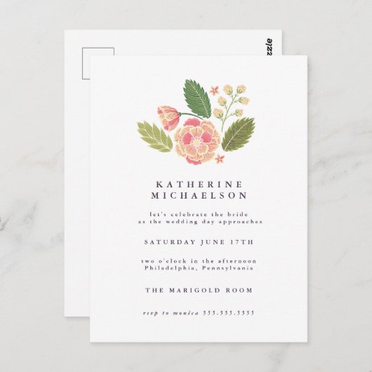 BRUILOFTSFEEST | Bloementuin Briefkaart (Voorkant / Achterkant)