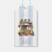 Bruiloftsfeest Blue French Cafe Cadeaulabel (Voorkant)