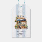 Bruiloftsfeest Blue French Cafe Cadeaulabel (Achterkant)