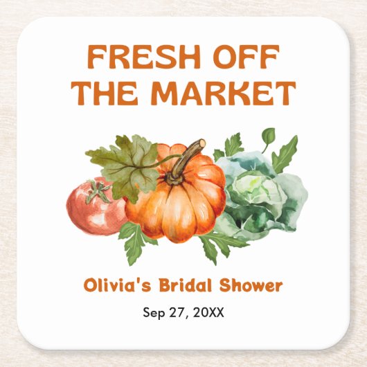 Bruiloftsfeest 'Boerenmarkt vers van de markt'  Kartonnen Onderzetters (Voorkant)