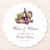 Bruiloftsfeest Borrelplank Wijn & Kaas Kartonnen Onderzetters (Voorkant)