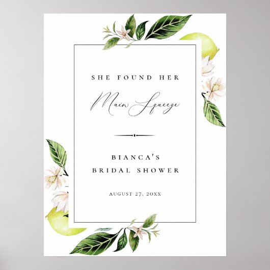 Bruiloftsfeest Botanische Citroenen Hoofdknijp Poster (Voorkant)