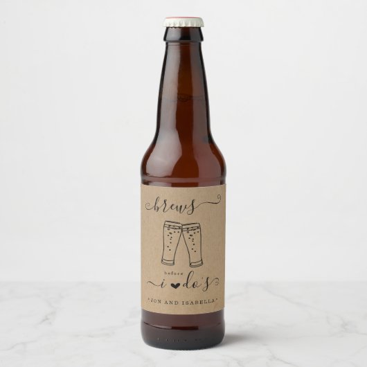 Bruiloftsfeest 'Brews Before I Do's' voor koppels Bier Etiket (Voorkant)