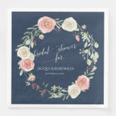 Bruiloftsfeest Bruid Navy Blush Ivoor Rozenkrans Servet (Voorkant)