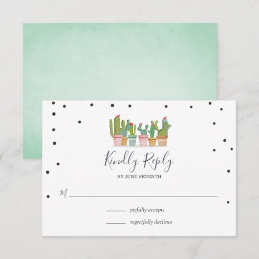 Bruiloftsfeest Cactus Bruidsmeisje RSVP Kaarten (Voorkant / Achterkant)
