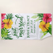 Bruiloftsfeest cadeau, Net getrouwd, Dames en Here Strandlaken (Voorkant)