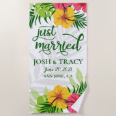 Bruiloftsfeest cadeau, Net getrouwd, Dames en Here Strandlaken (Voorkant)