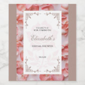 Bruiloftsfeest cadeautje rozenblaadje wijn etiket (Enkel label)