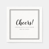 Bruiloftsfeest Cheers Modern Zwart & Wit Servet (Voorkant)
