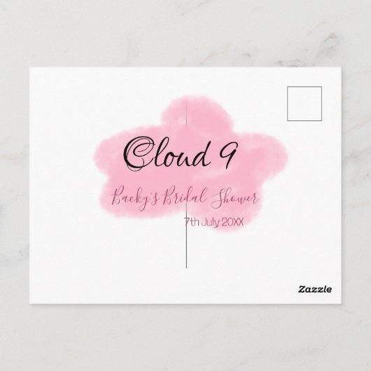 Bruiloftsfeest cloud nine roze pastel naamdatum briefkaart (Achterkant)