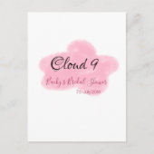 Bruiloftsfeest cloud nine roze pastel naamdatum briefkaart (Voorkant)