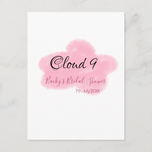 Bruiloftsfeest cloud nine roze pastel naamdatum briefkaart (Voorkant)