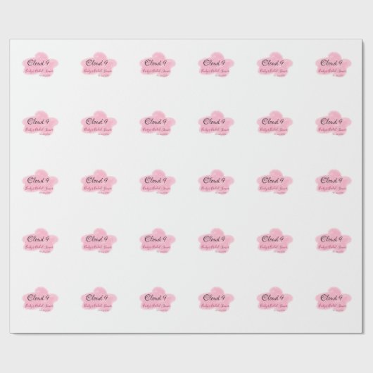 Bruiloftsfeest clouds nine roze pastel naamdatum cadeaupapier (Vlak)