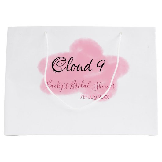 Bruiloftsfeest clouds nine roze pasteltinten naamd groot cadeauzakje (Voorkant)