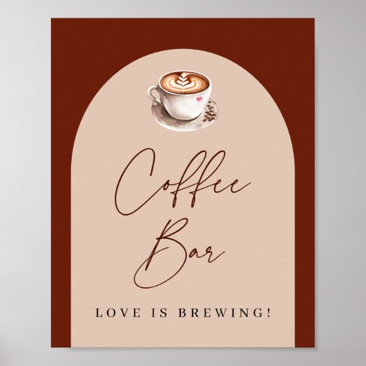 Bruiloftsfeest 'Coffee Bar Love is Brewing' Poster (Voorkant)