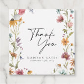 Bruiloftsfeest Dankkaart met bloemen Bedankjes Labels (Voorkant)