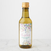 Bruiloftsfeest dranklabel met veldboeket wijn etiket (Voorkant)