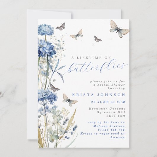 Bruiloftsfeest 'Een Leven Lang Vlinders Hortensia' Kaart (Voorkant)