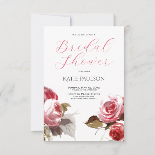 Bruiloftsfeest Elegante Roze Rozen Kaart (Voorkant)