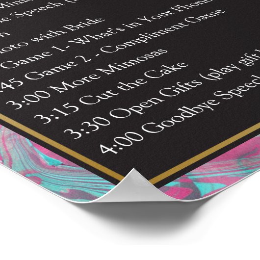 Bruiloftsfeest Events Teal Prachtige Fun Poster (Hoek)