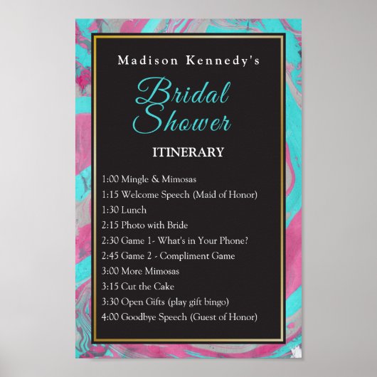 Bruiloftsfeest Events Turquoise Prachtig Leuk Post Poster (Voorkant)