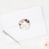 Bruiloftsfeest favor met rustieke bloemen ronde sticker (Envelop)