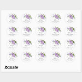 Bruiloftsfeest favor met rustieke paarse bloemen ronde sticker (Vel)