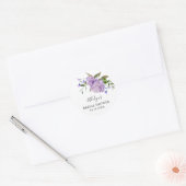 Bruiloftsfeest favor met rustieke paarse bloemen ronde sticker (Envelop)