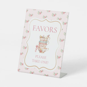 Bruiloftsfeest Favoriet Theepartij Reclamebord Met Voetstuk