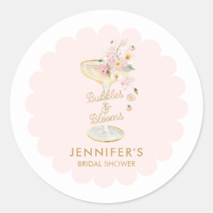 Bruiloftsfeest Favoriet van Bubbles en Bloemen Ronde Sticker