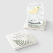 Bruiloftsfeest Forest Green Ferns  Stenen Onderzetter (Zijkant)