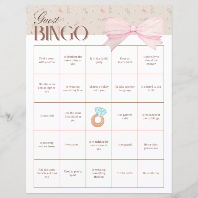 Bruiloftsfeest Gast Bingo (Voorkant)