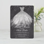 Bruiloftsfeest Glitterjurk Diamanten Uitnodiging (Staand voorkant)