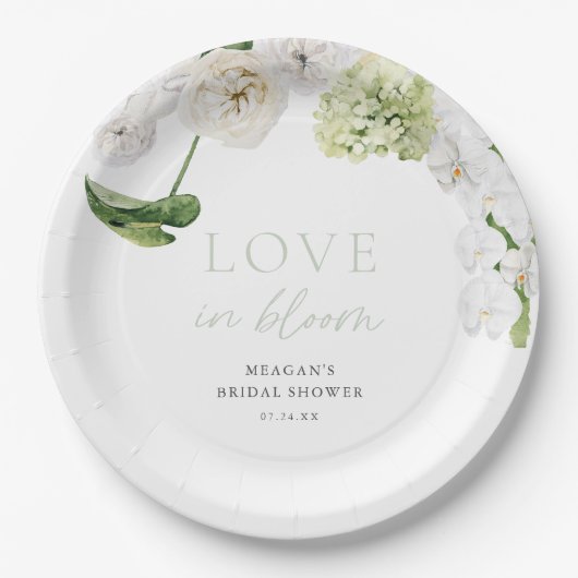 Bruiloftsfeest 'Greenery Love In Bloom' Papieren Bordje (Voorkant)