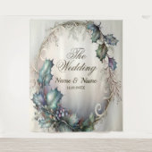 Bruiloftsfeest Groen Paarse Bladeren Landelijk Ele Wandkleed (Voorkant)