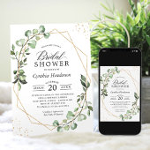 Bruiloftsfeest groene eucalyptus gouden geometrisc kaart