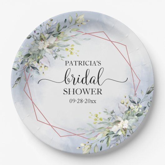 Bruiloftsfeest groene krans papieren bordje (Voorkant)