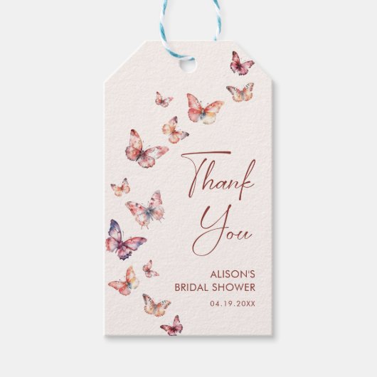 Bruiloftsfeest He Gives Me Butterflies Cadeaulabel (Voorkant)